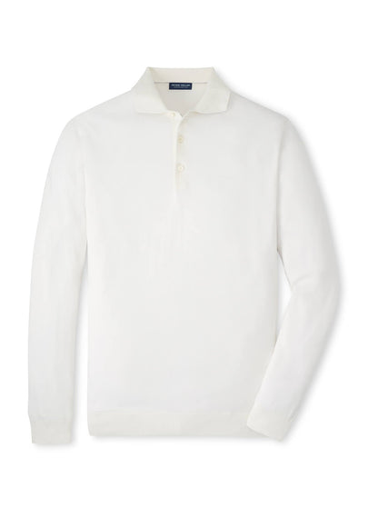 Peter Millar Men's Mariner Sea Island Cotton Sweater Polo SP26 - Almond - SM