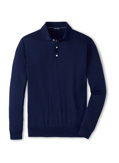 Peter Millar Men's Mariner Sea Island Cotton Sweater Polo SP26 - Almond - LG