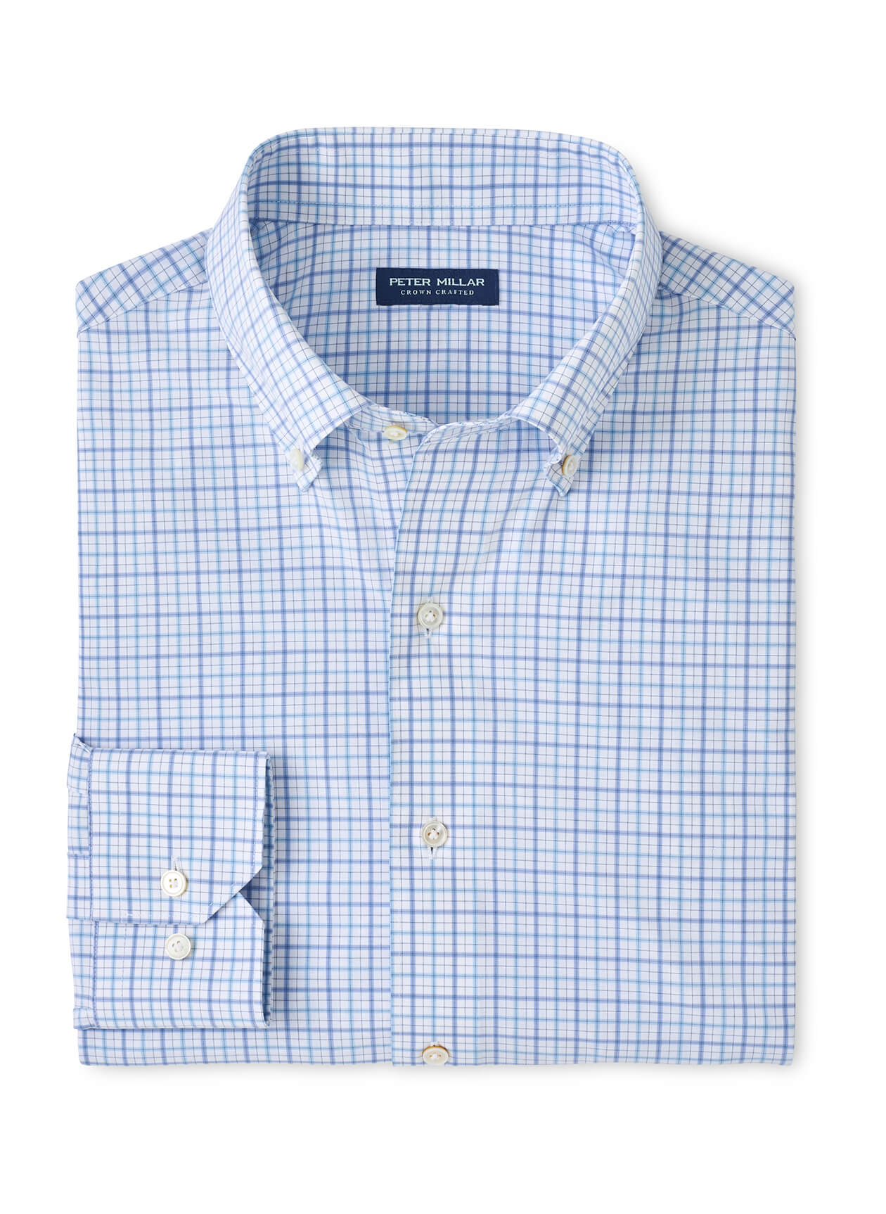 Peter Millar Men's Canal Performance Poplin Sport Shirt - Blue Frost - SM