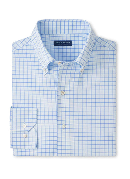 Peter Millar Men's Rampart Performance Poplin Sport Shirt - Blue Brisk - SM