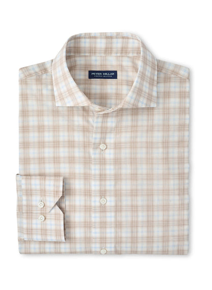 Peter Millar Men's Venzone Italian Poplin Sport Shirt - Truffle - SM
