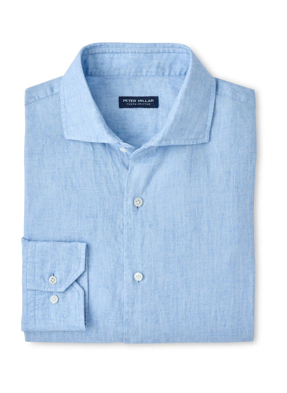 Peter Millar Men's Astino Lino Sport Shirt - Blue Frost - SM