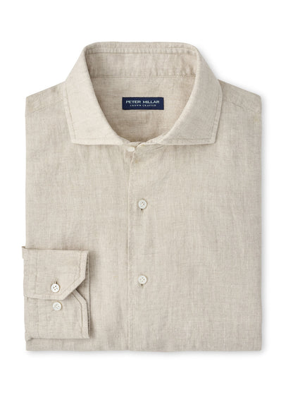 Peter Millar Men's Astino Lino Sport Shirt - Blue Frost - LG