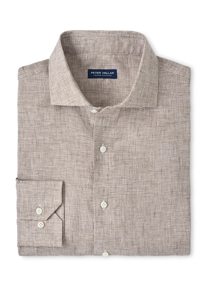 Peter Millar Men's Astino Lino Check Sport Shirt SP26 - Summer Dunes - SM