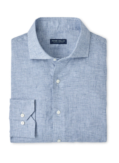 Peter Millar Men's Astino Lino Check Sport Shirt SP26 - Summer Dunes - MD