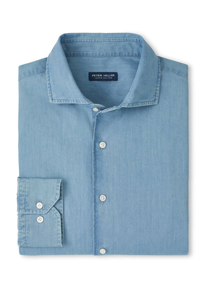 Peter Millar Men's Elio Cotton Sport Shirt SP26 - Light Indigo - SM