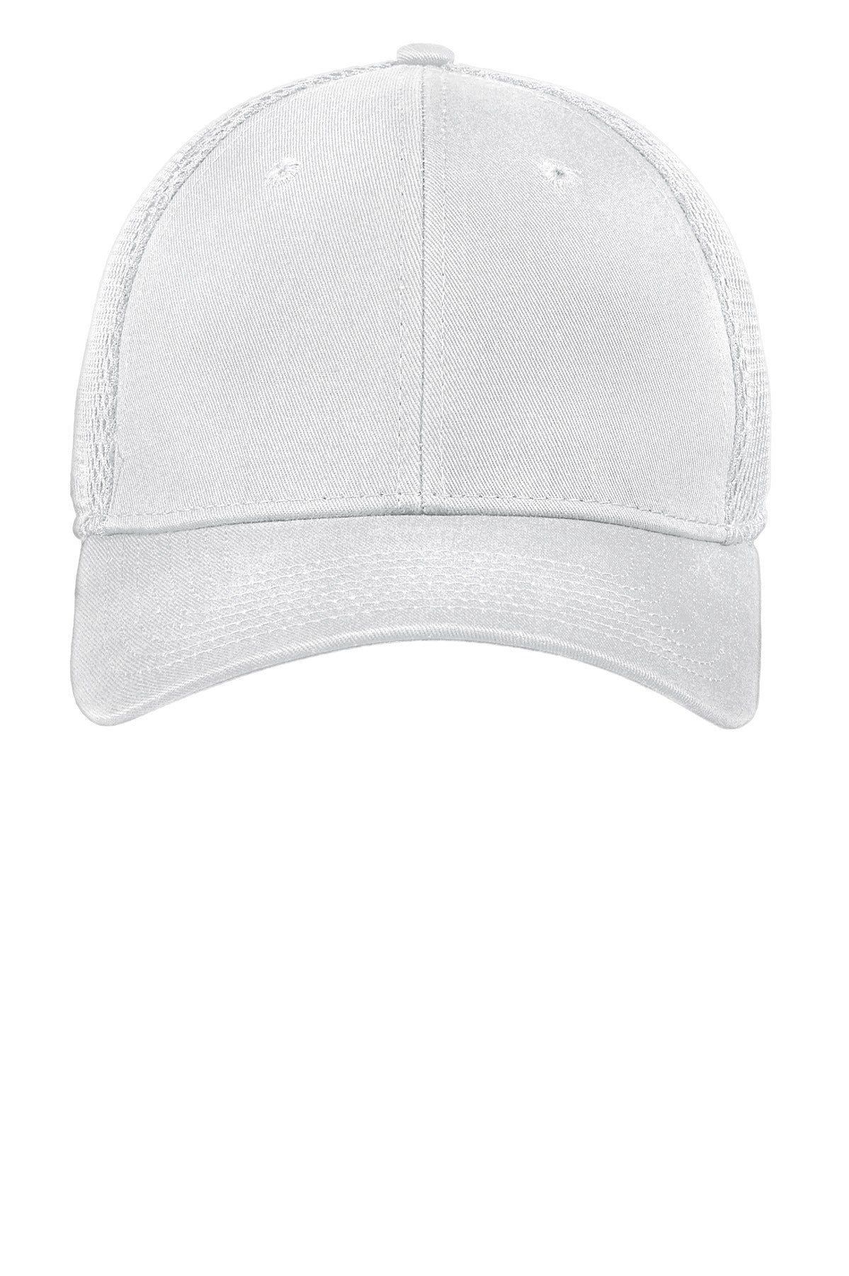 Front View of White/White New Era - Stretch Mesh Cap. NE1020  - M/L