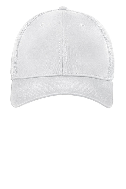 Front View of White/White New Era - Stretch Mesh Cap. NE1020  - M/L