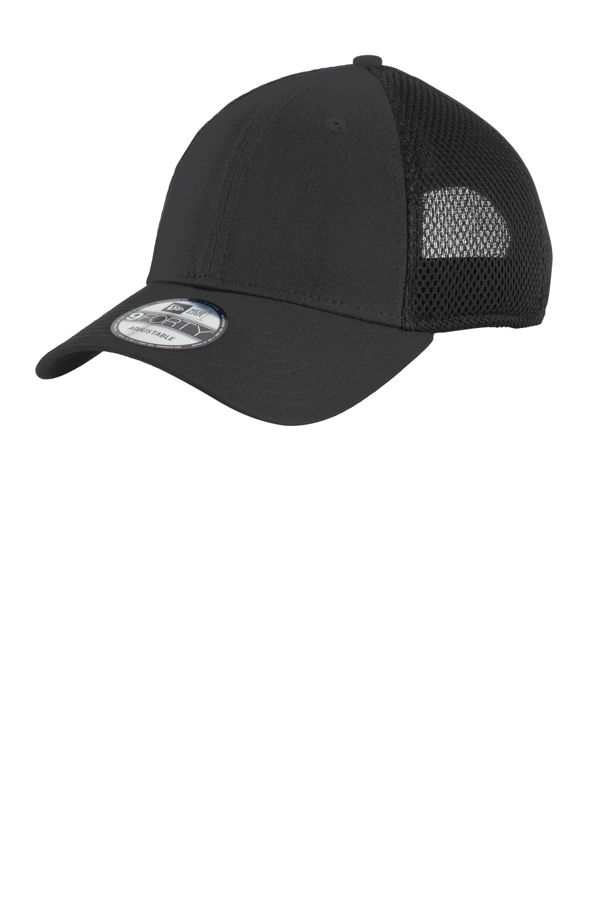 Front View of Black/Black New Era Snapback Contrast Front Mesh Cap. NE204