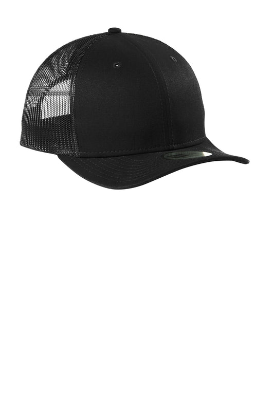 Front View of Black New Era Snapback Low Profile Trucker Cap NE207