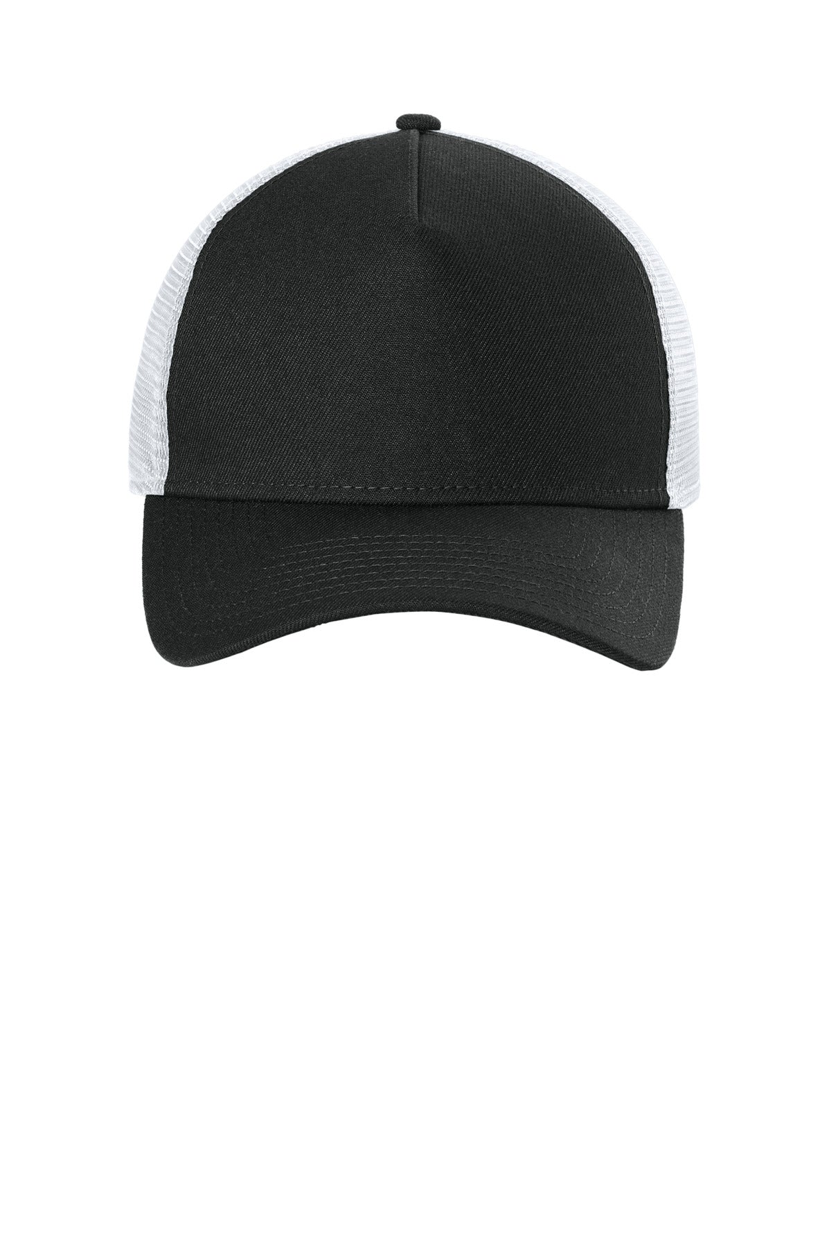 Front View of Blk/White New Era A-Frame Snapback Mesh Back Cap NE212