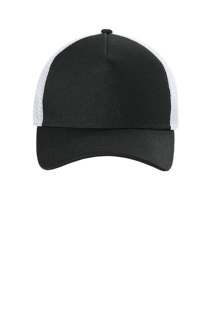 Front View of Blk/White New Era A-Frame Snapback Mesh Back Cap NE212
