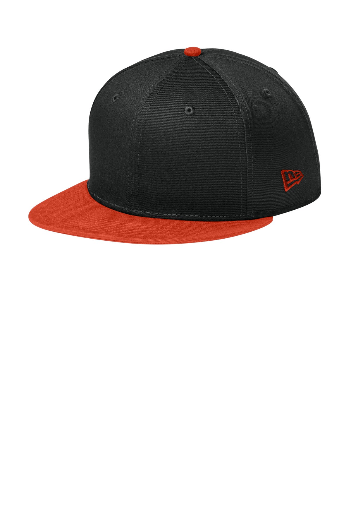 SanMar NE400_flagblackteamorange_hat_left.jpg