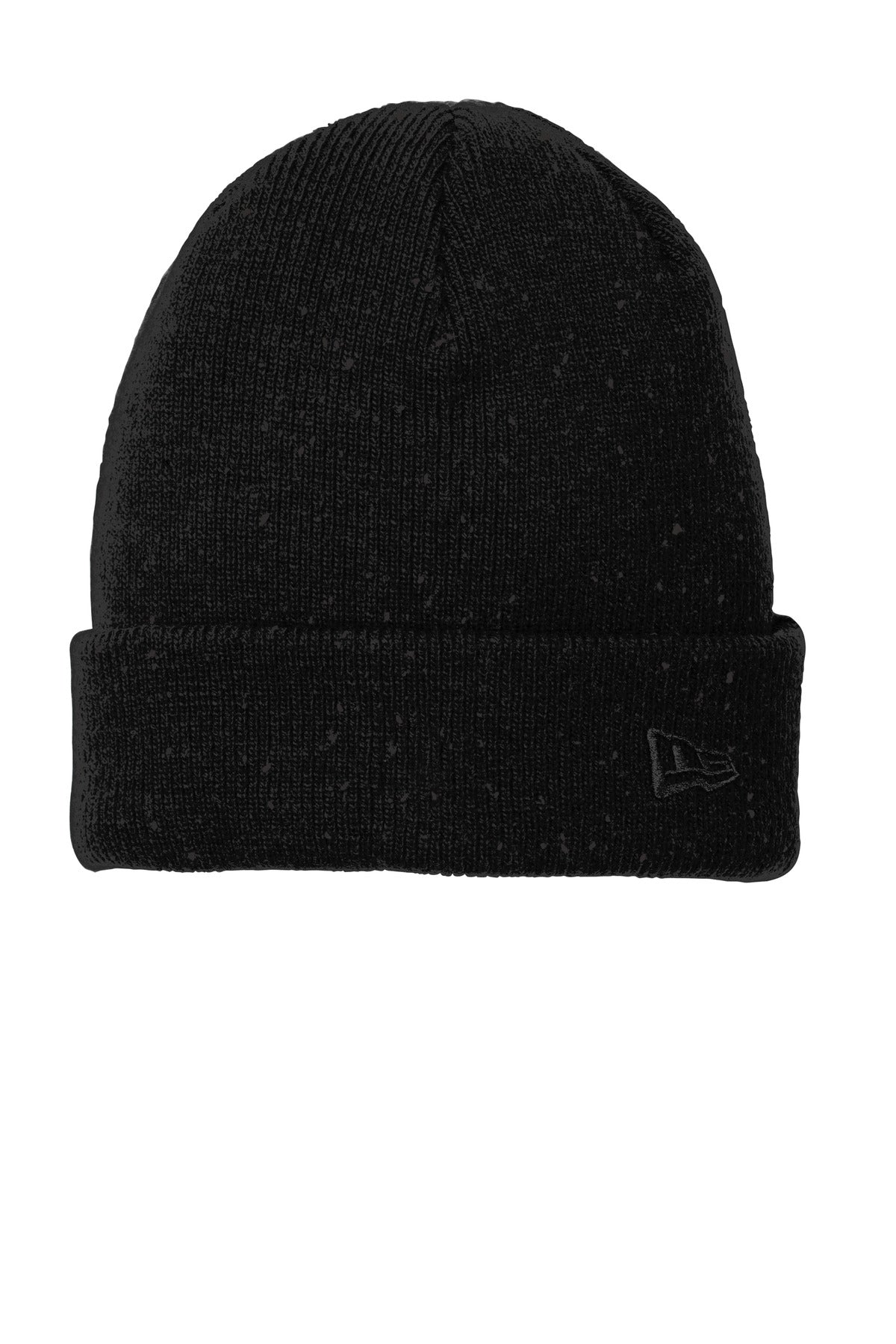 Front View of Black/Graphite New Era Speckled Beanie. NE905