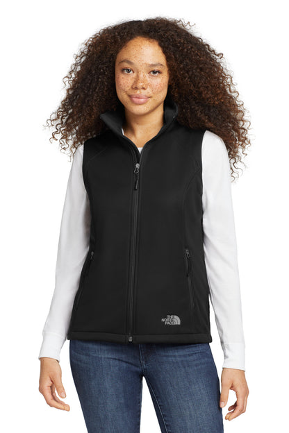 Front View of TNF Black The North Face Women's Ridgewall Soft Shell Vest. NF0A3LH1  - S