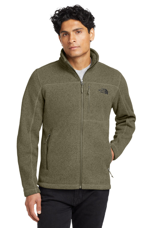 Front View of Nw Taupe Grn H The North Face Sweater Fleece Jacket. NF0A3LH7  - S