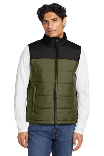Front View of Burnt Olive Gn The North Face Everyday Insulated Vest. NF0A529A  - S