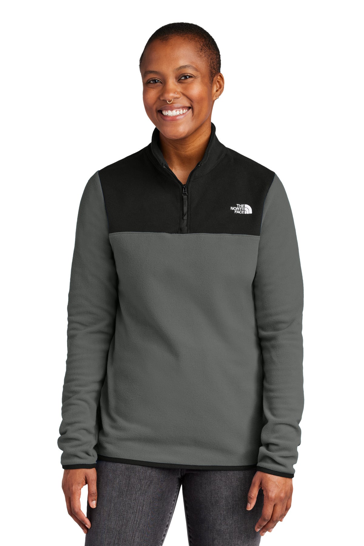 Front View of AsGy/TNFBk The North Face Women's Glacier 1/4-Zip Fleece NF0A7V4M  - S