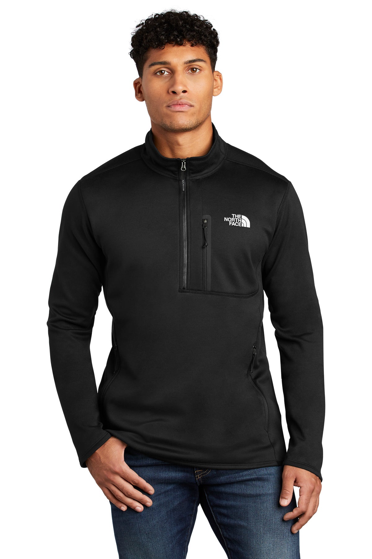 Front View of TNFBlack The North Face Skyline 1/2-Zip Fleece NF0A7V63  - S