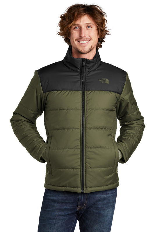 Front View of BurntOvGn The North Face Chest Logo Everyday Insulated Jacket NF0A7V6J  - S