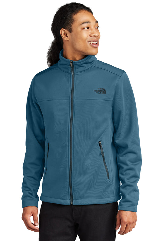 Front View of ShadyBlue The North Face Chest Logo Ridgewall Soft Shell Jacket NF0A88D5  - S