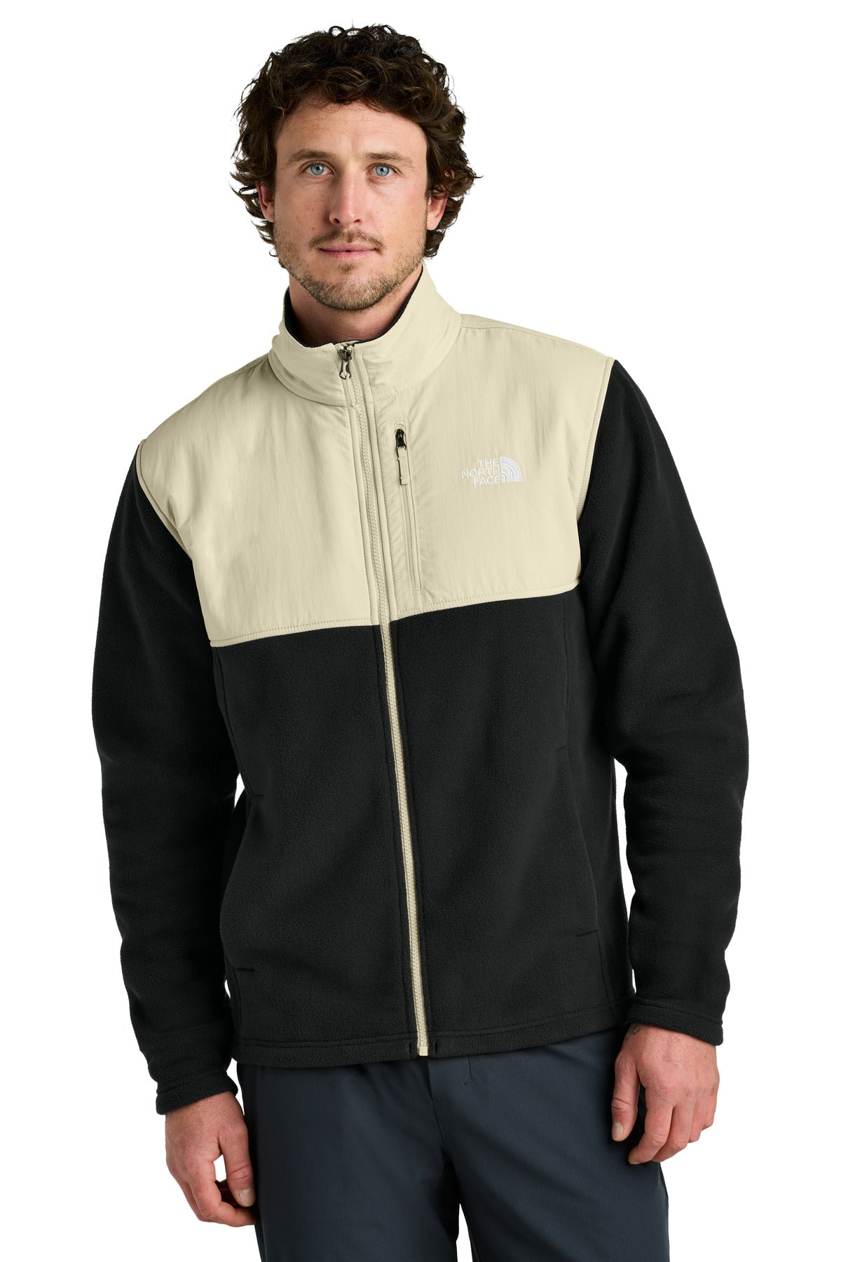 Front View of TNFB/Grvl The North Face Highest Peak Full-Zip Fleece Jacket NF0A8BUQ  - S