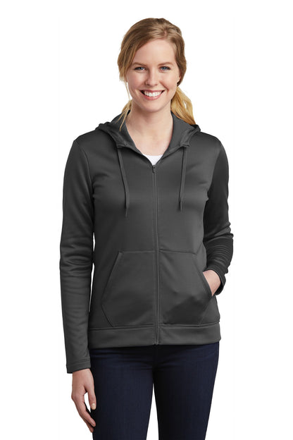 Front View of Anthracite Nike Women's Therma-FIT Full-Zip Fleece Hoodie. NKAH6264  - S