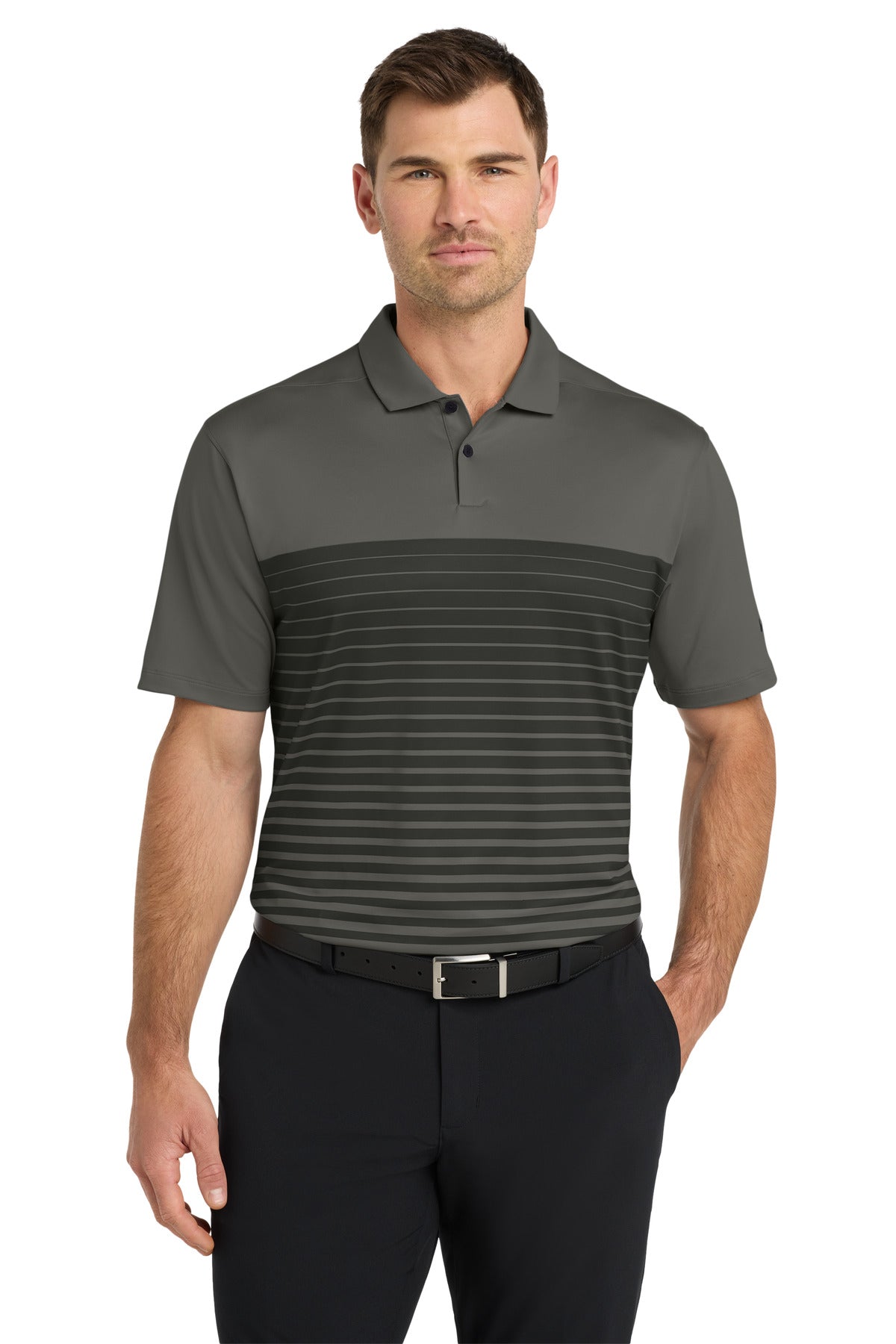 Front View of Anthracite Nike Dri-FIT Vapor Block Polo NKDC2114  - XS