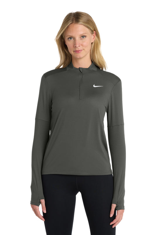Front View of Anthracite Nike Women's Dri-FIT Element 1/2-Zip Top NKDH4951  - S