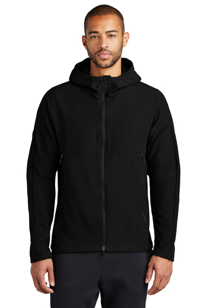 Front View of Black Nike Hooded Soft Shell Jacket NKDR1543  - XS