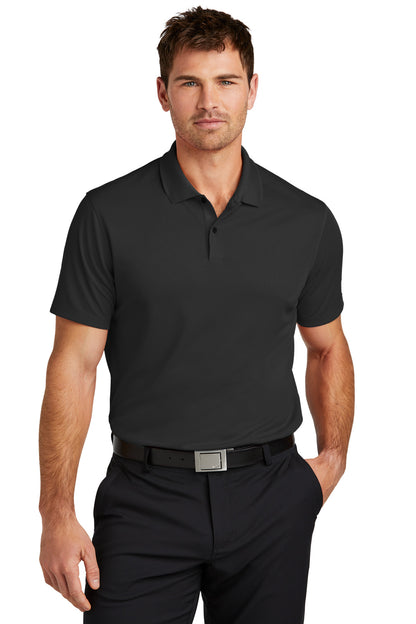 Front View of Black Nike Victory Solid Polo NKDX6684  - XS