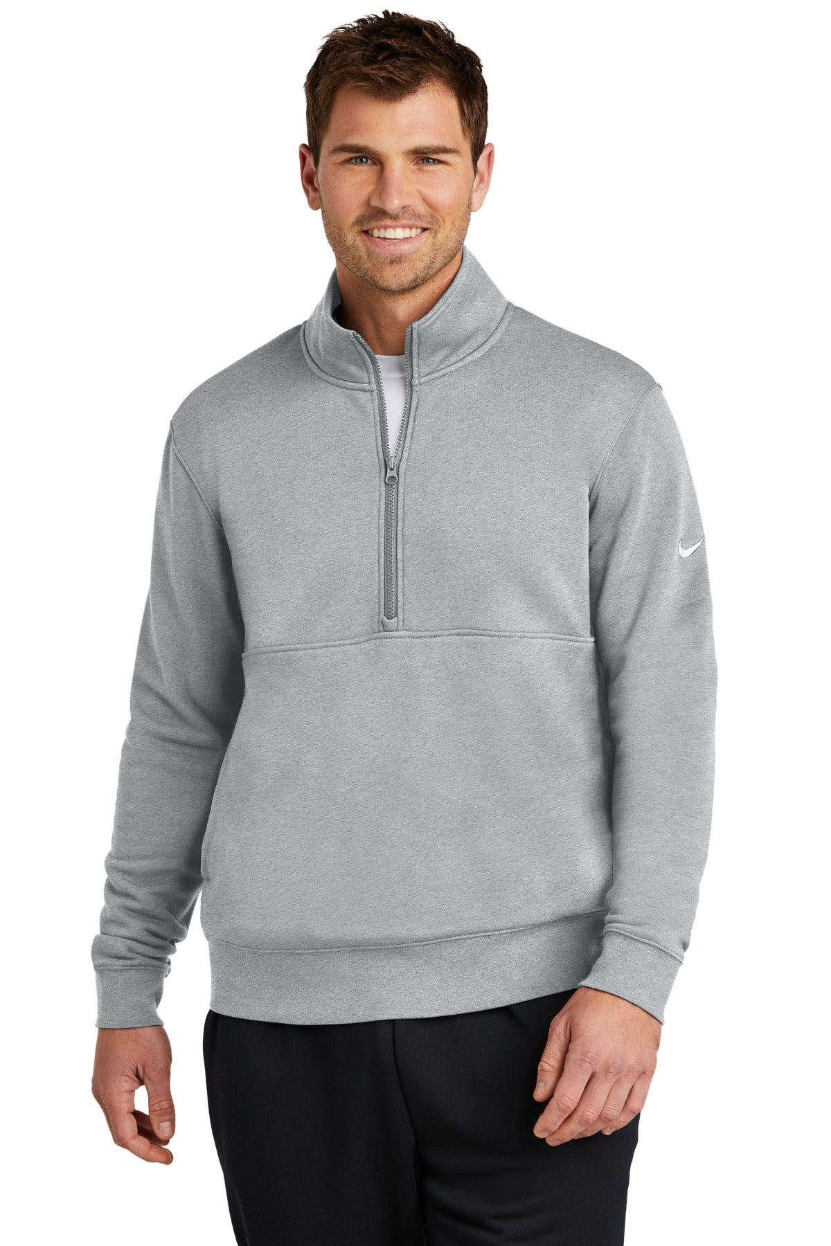 SanMar NKDX6718_darkgreyheather_model_front.jpg