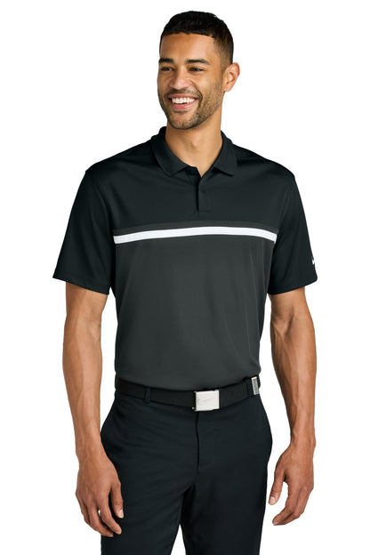 Front View of Bk/Anth/Wh Nike Dri-FIT Victory Colorblock Polo NKFQ3968  - XS