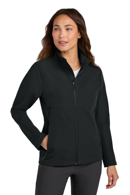 Front View of Black Nike Women's Full-Zip Soft Shell Jacket NKHM7937  - S