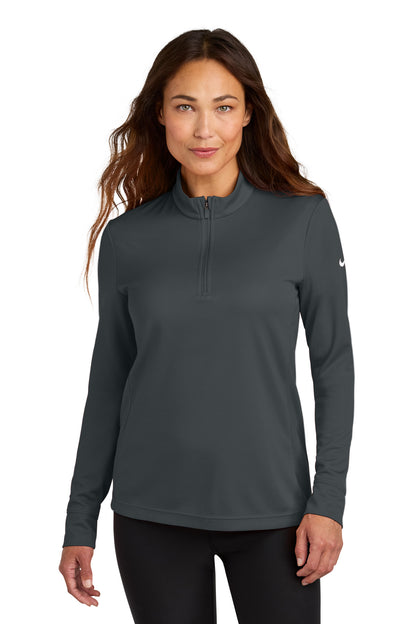 Front View of Anthracite Nike Women's Essential 1/2-Zip Cover-Up NKHM7969  - S