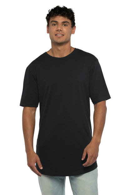 Front View of Black Next Level Apparel Cotton Long Body Tee NL3602  - XS