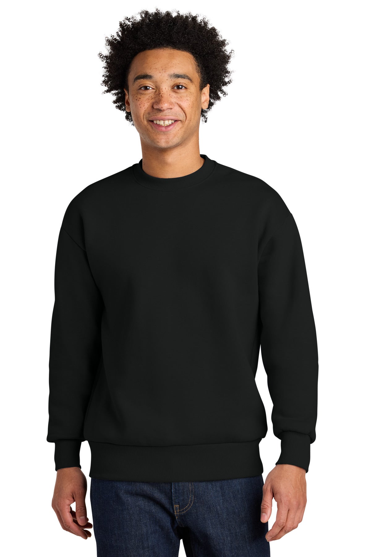 Front View of Black Next Level Apparel Heavyweight Sweatshirt NL9007  - XS