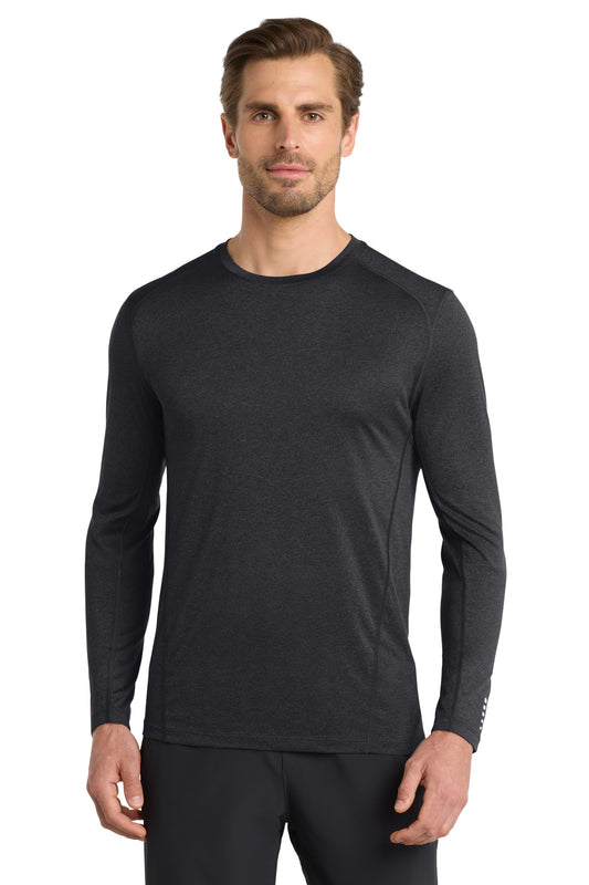 Front View of Blacktop OGIO Long Sleeve Pulse Crew. OE321  - XS