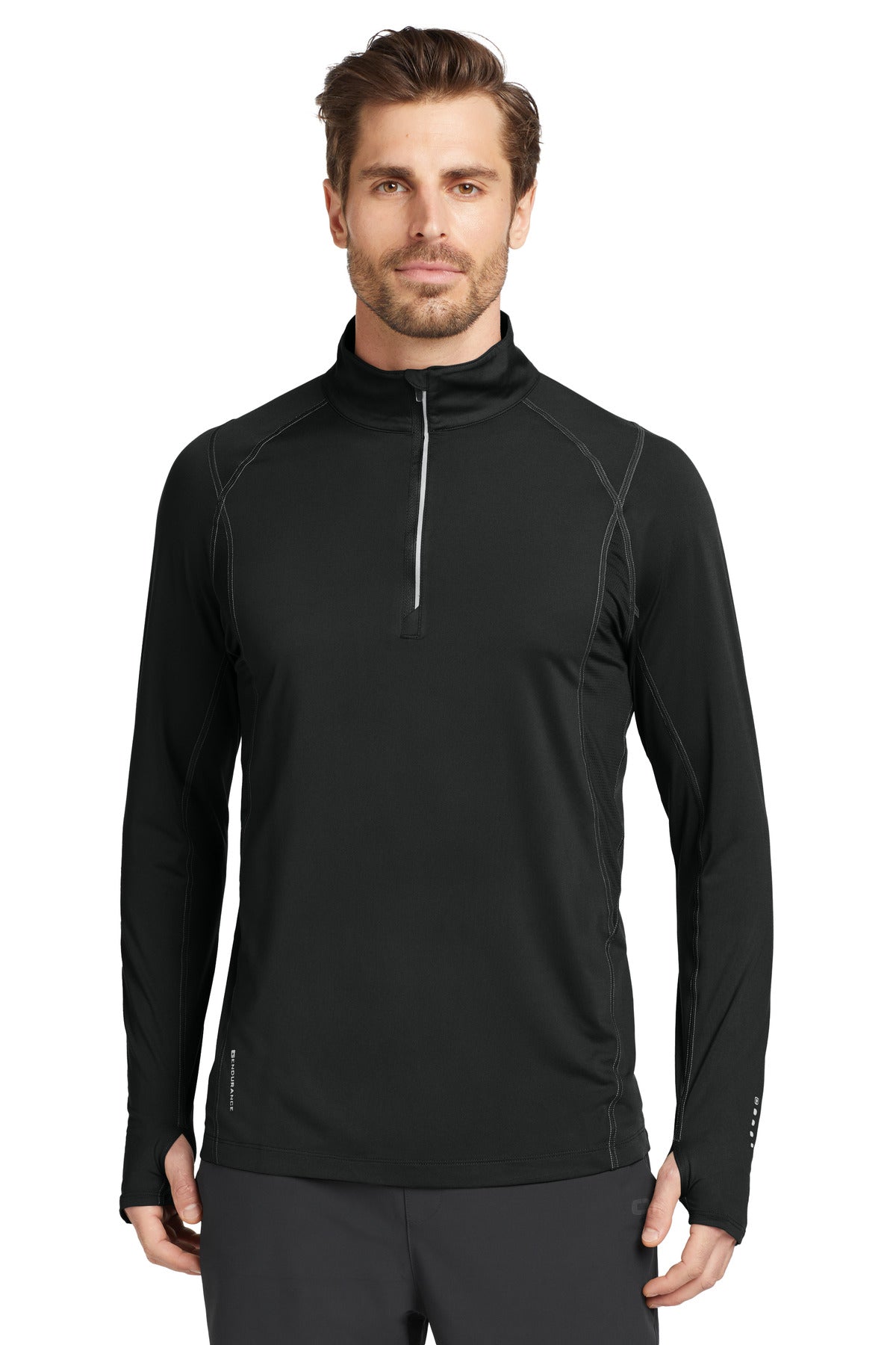 Front View of Blacktop OGIO Nexus 1/4-Zip Pullover. OE335  - XS