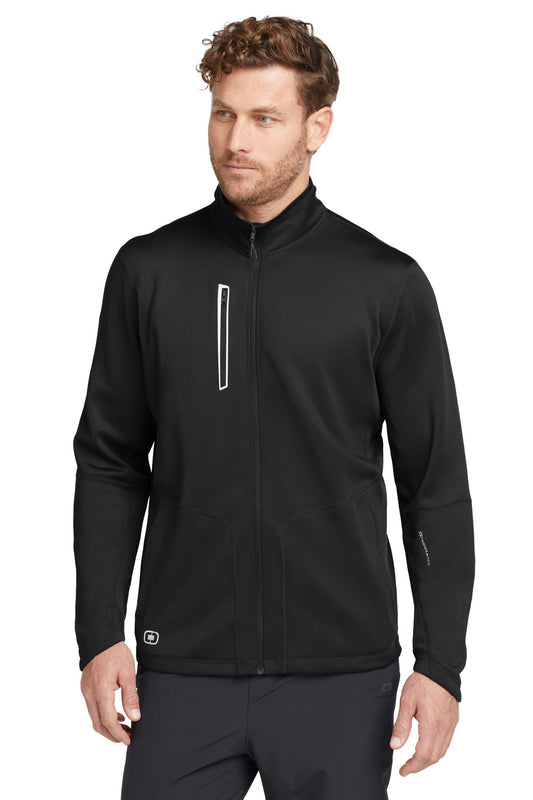 Front View of Blacktop OGIO Fulcrum Full-Zip. OE700  - XS