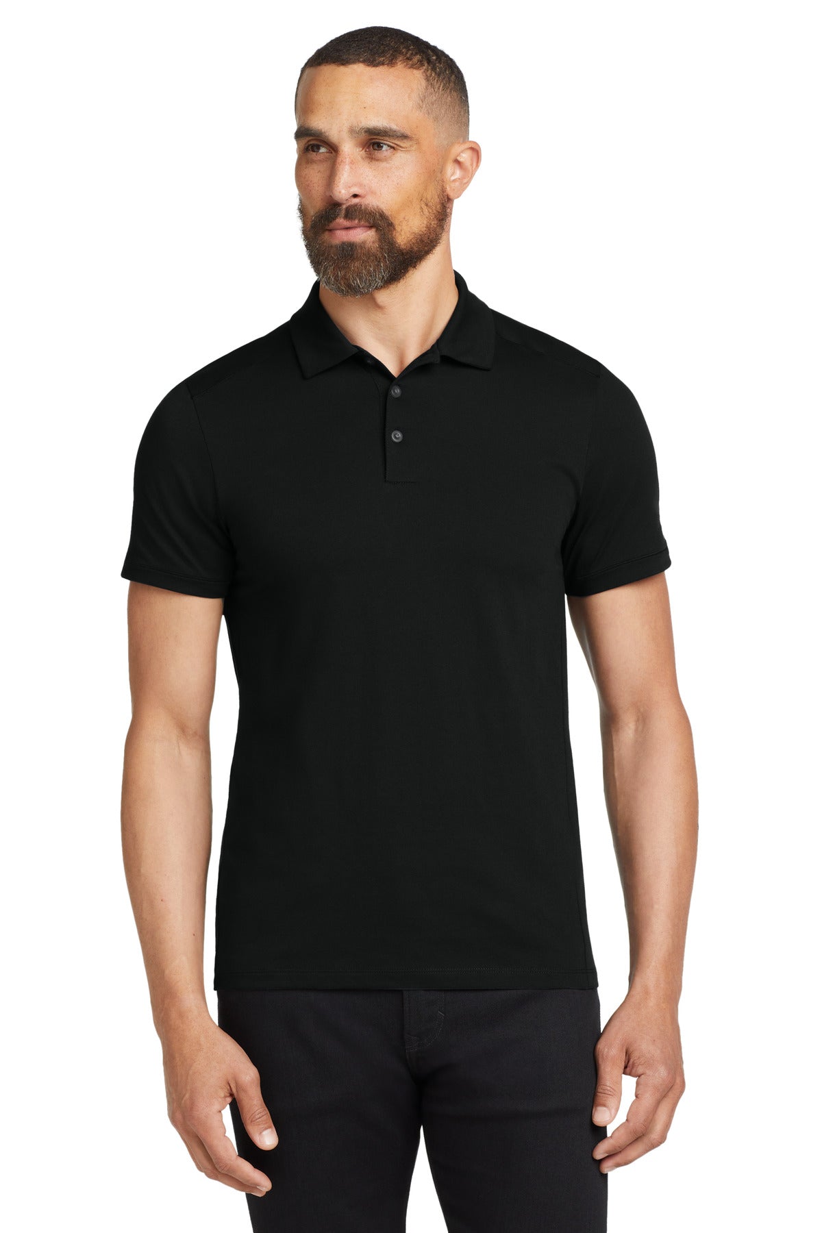 Front View of Blacktop OGIO Code Stretch Polo. OG146  - XS