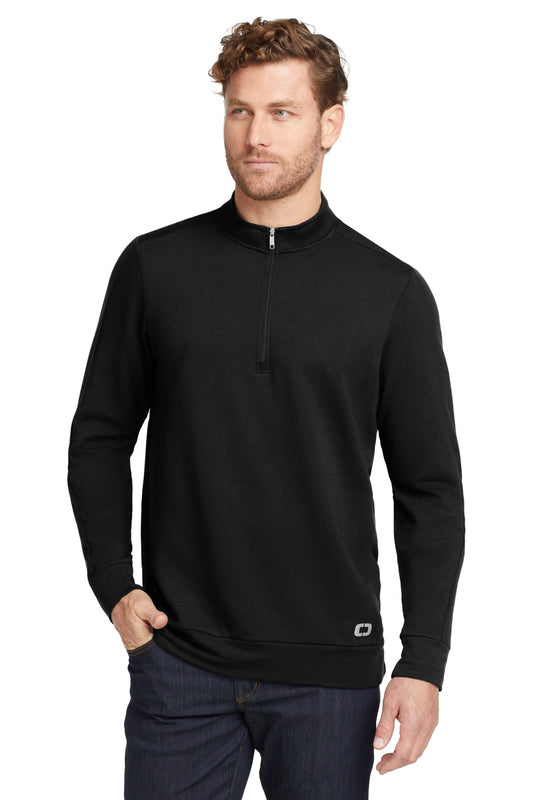 Front View of Blacktop OGIO Luuma 1/2-Zip Fleece. OG813  - XS