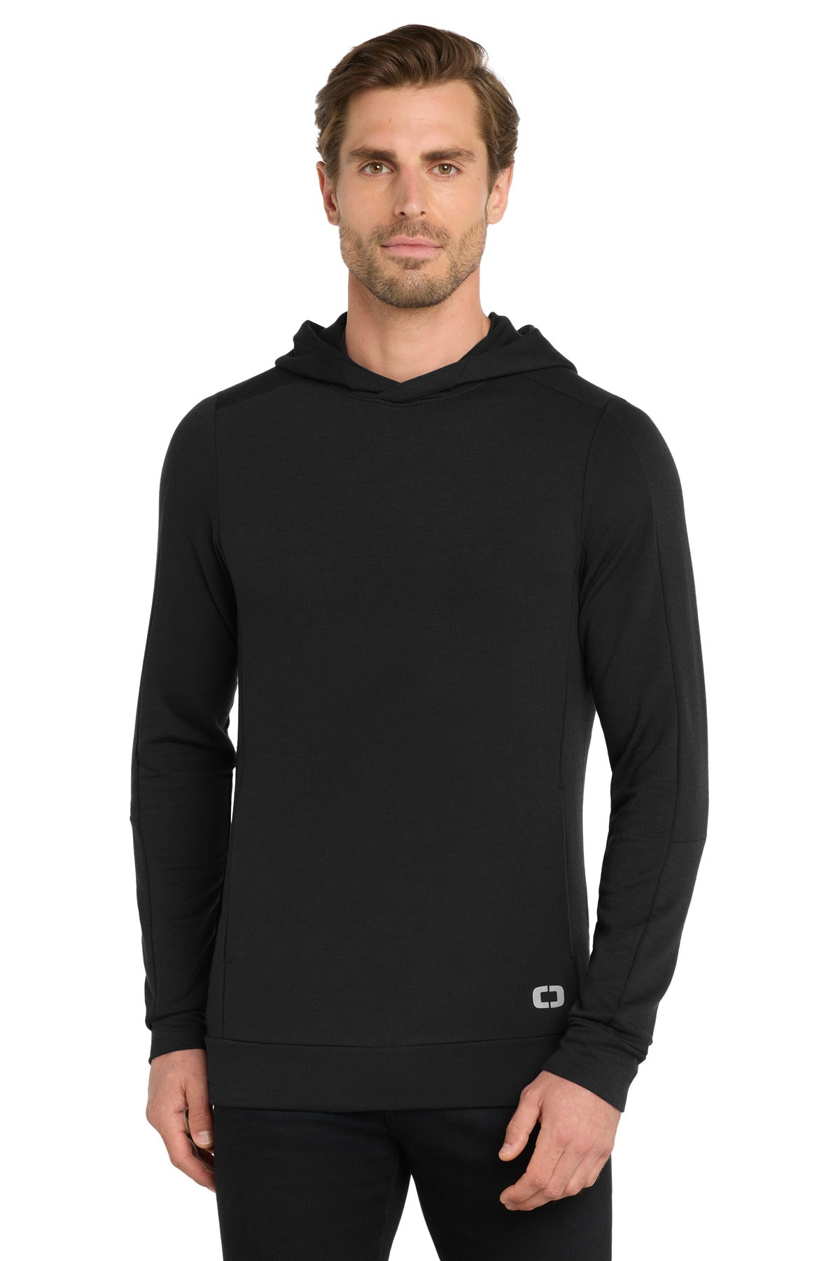 Front View of Blacktop OGIO Luuma Hoodie OG814  - XS