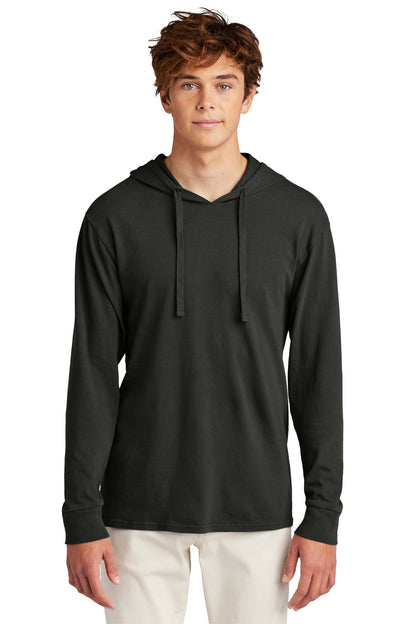 Front View of Black Port & Co Beach Wash Garment-Dyed Pullover Hooded Tee PC099H  - S