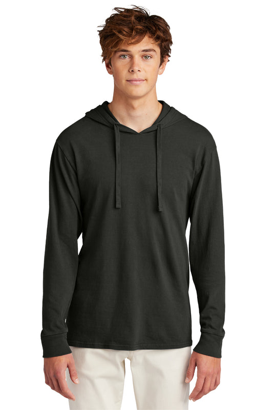 Front View of Black Port & Co Beach Wash Garment-Dyed Pullover Hooded Tee PC099H  - S