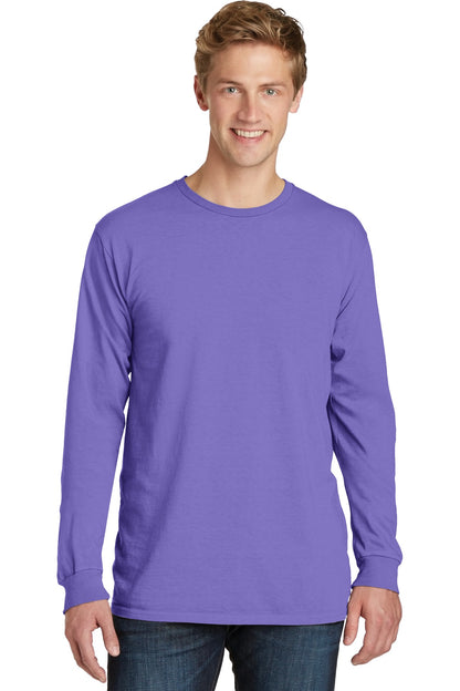 Front View of Amethyst Port & Co Beach Wash Garment-Dyed Long Sleeve Tee PC099LS  - S