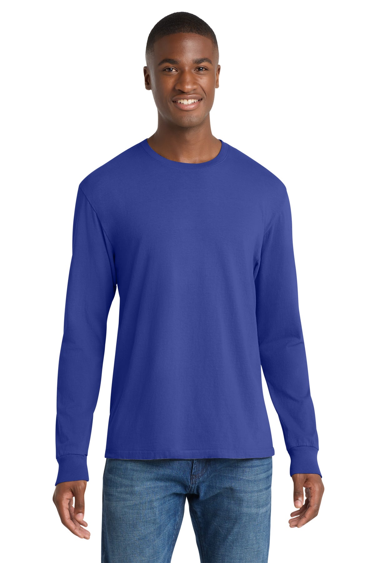 SanMar PC099LS_blueiris_model_front.jpg