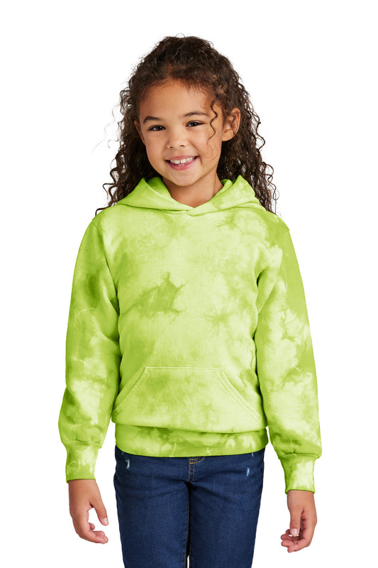 Front View of LemonLime Port & Co Youth Crystal Tie-Dye Pullover Hoodie PC144Y  - XS