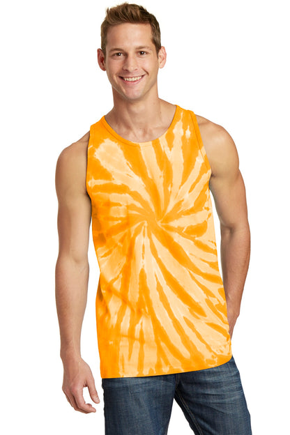 Front View of Gold Port & Co Tie-Dye Tank Top. PC147TT  - S