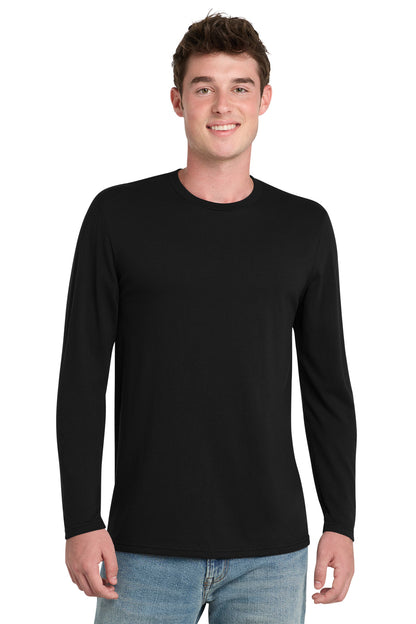 Front View of Black Port & Co Tri-Blend Long Sleeve Tee. PC330LS  - S